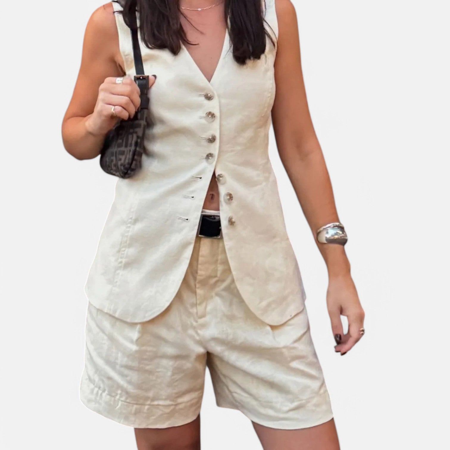 Laurel & Legacy | Women’S Summer Cotton Linen Vest & Shorts Set Casual Chic