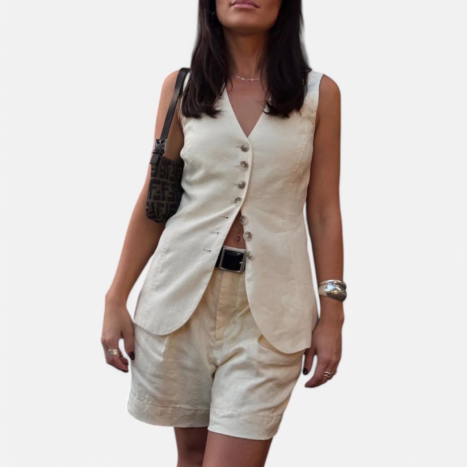 Laurel & Legacy | Women’S Summer Cotton Linen Vest & Shorts Set Casual Chic