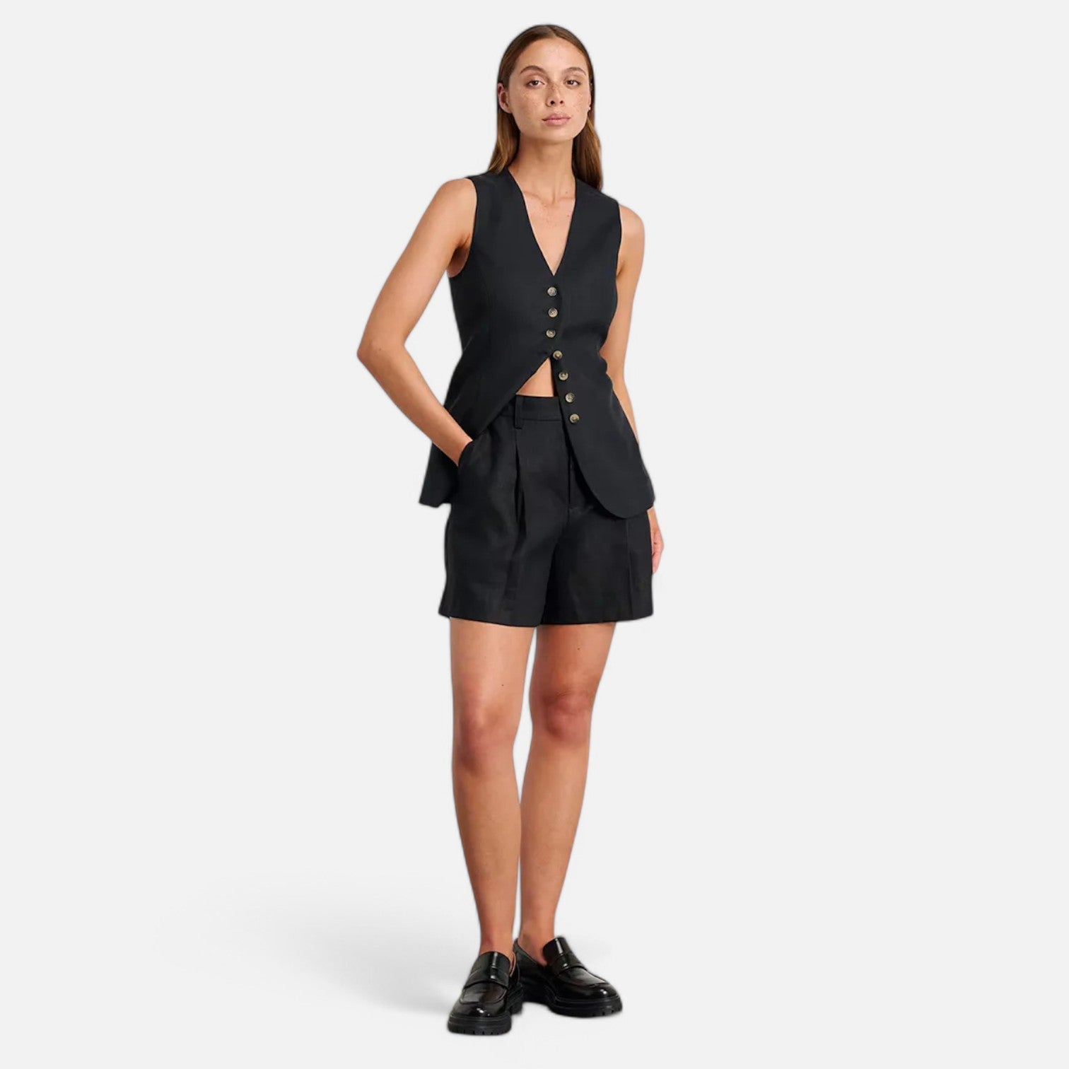 Laurel & Legacy | Women’S Summer Cotton Linen Vest & Shorts Set Casual Chic