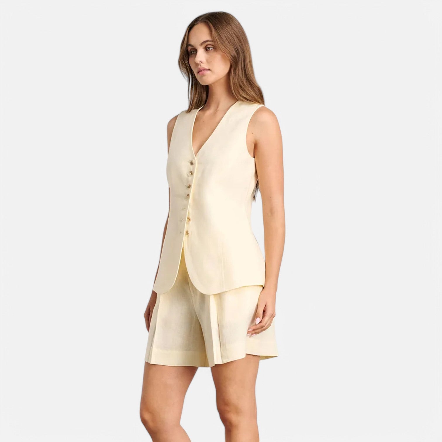 Laurel & Legacy | Women’S Summer Cotton Linen Vest & Shorts Set Casual Chic