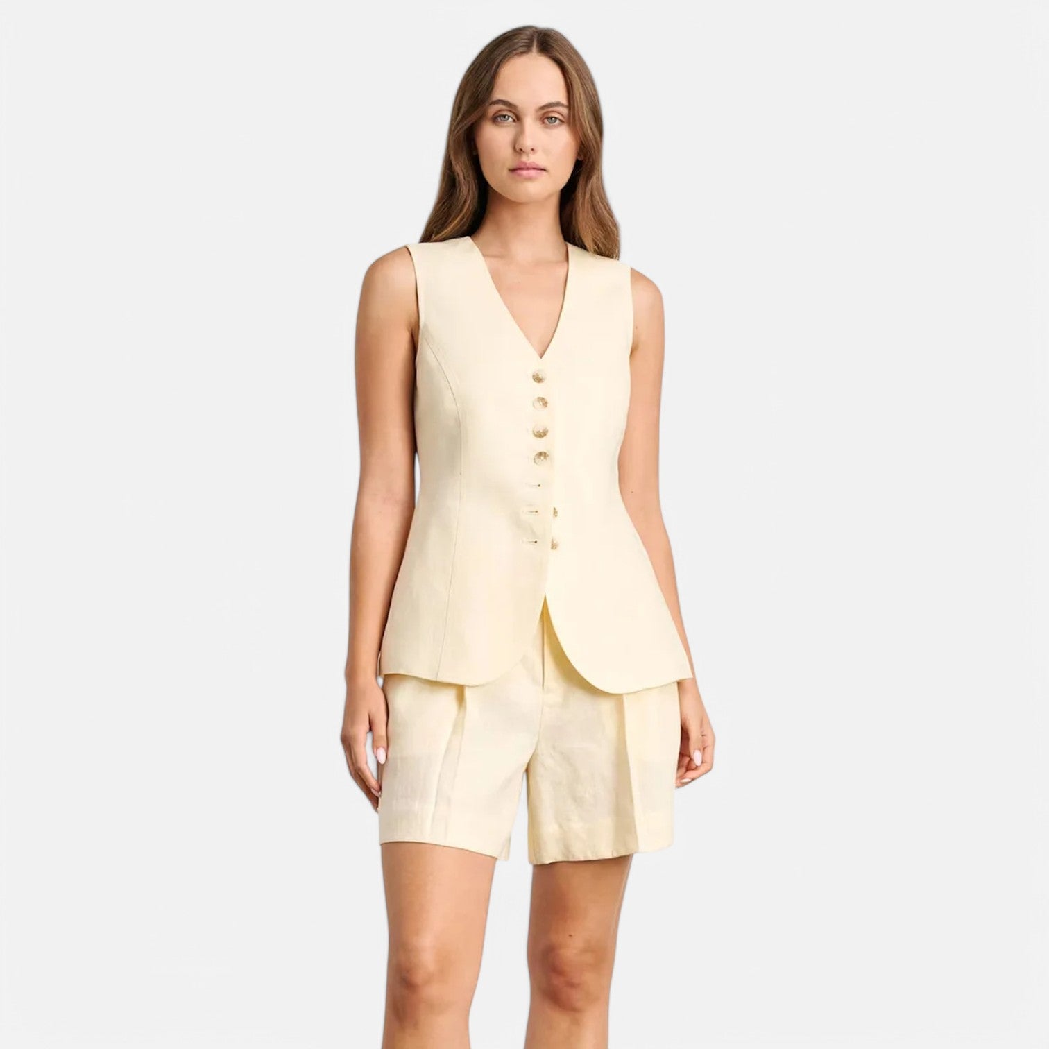 Laurel & Legacy | Women’S Summer Cotton Linen Vest & Shorts Set Casual Chic