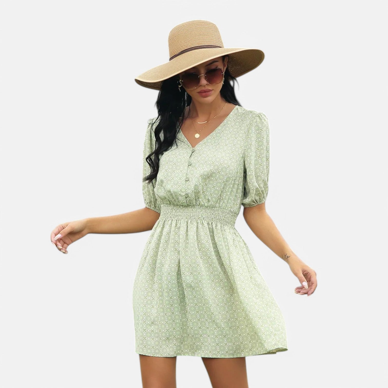Laurel & Legacy | Women’S Summer V-Neck Ruffle Floral A-Line Dress