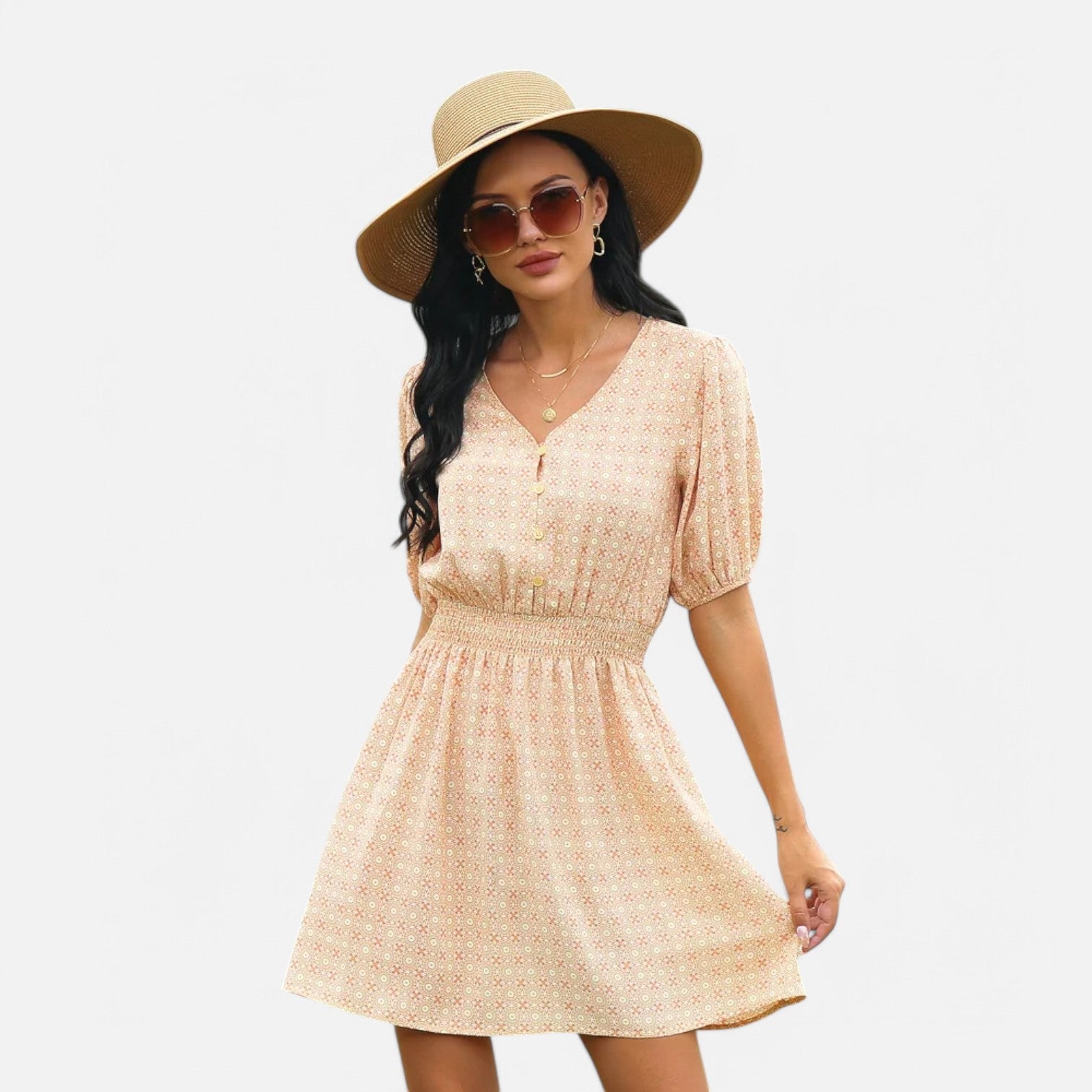 Laurel & Legacy | Women’S Summer V-Neck Ruffle Floral A-Line Dress