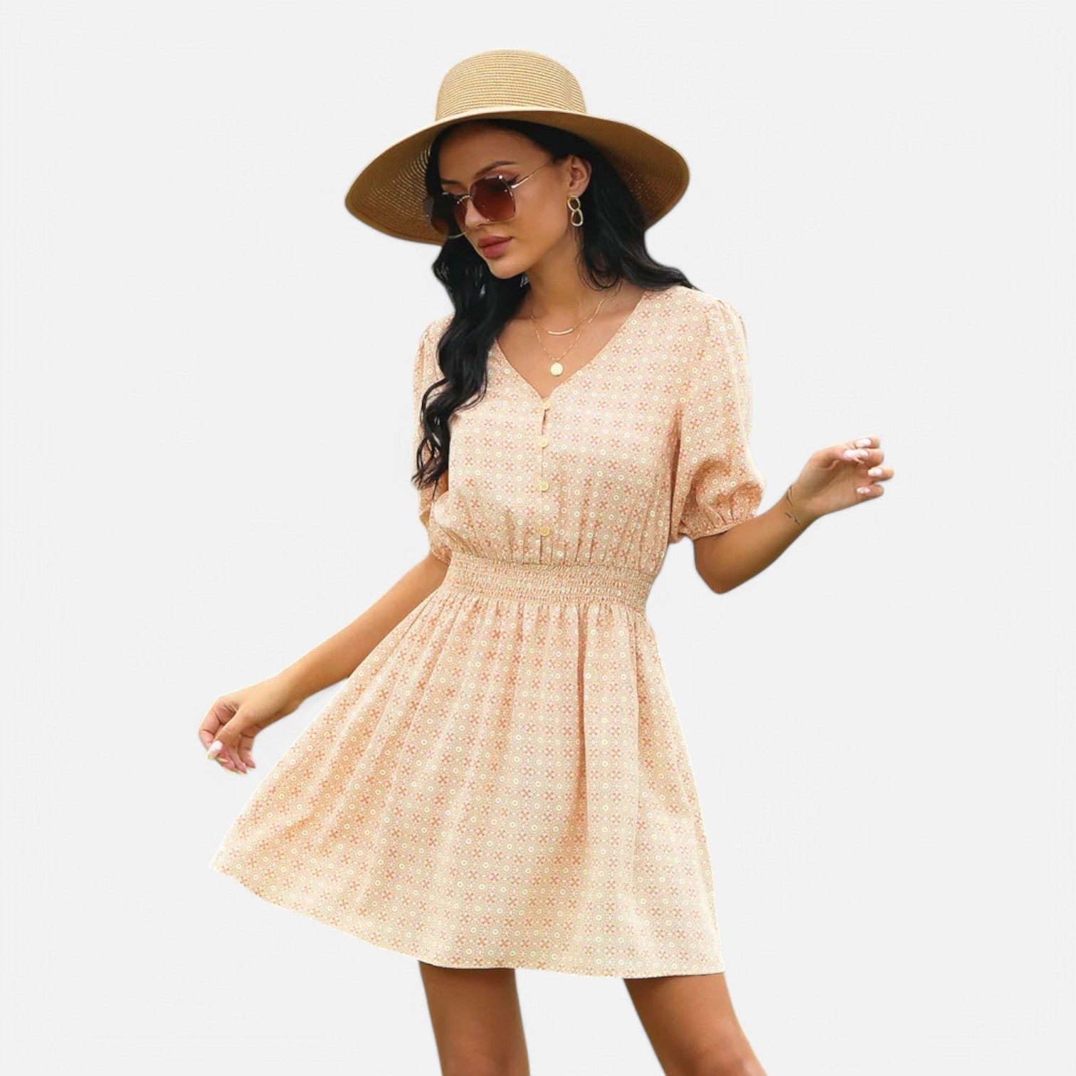 Laurel & Legacy | Women’S Summer V-Neck Ruffle Floral A-Line Dress