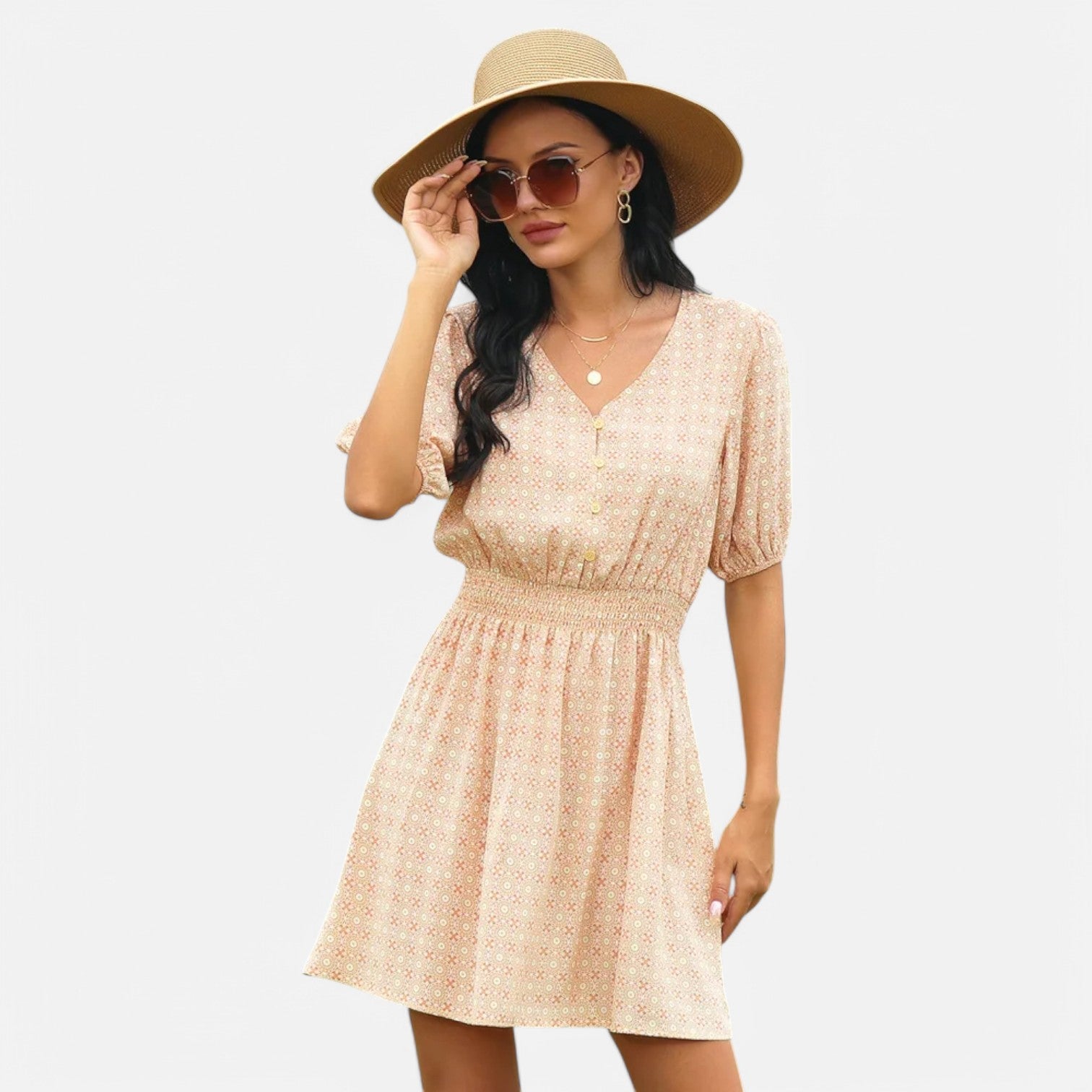 Laurel & Legacy | Women’S Summer V-Neck Ruffle Floral A-Line Dress