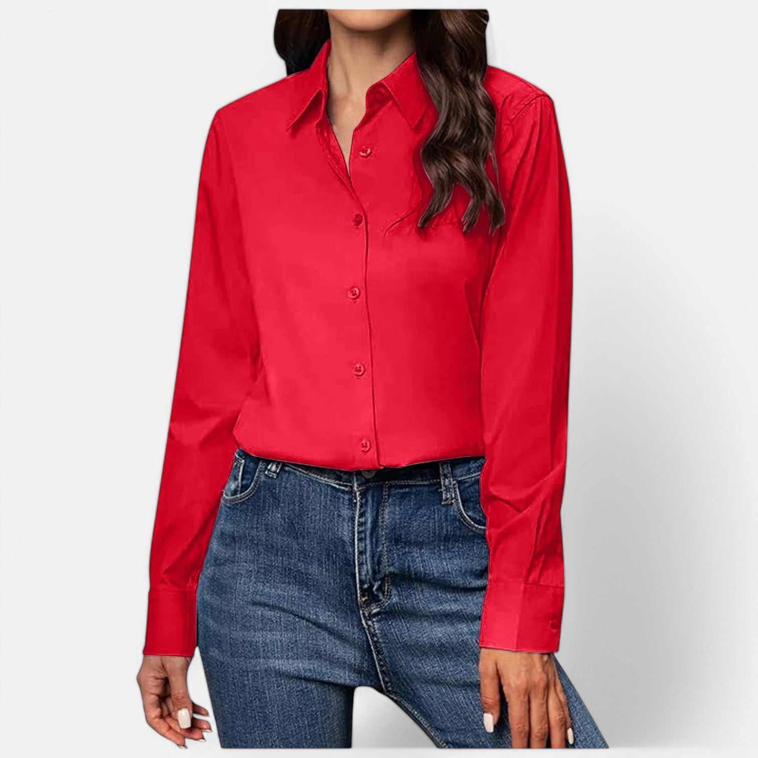 Laurel & Legacy | Women’S White Button-Up Shirt Casual Long Sleeve Lapel Blouse