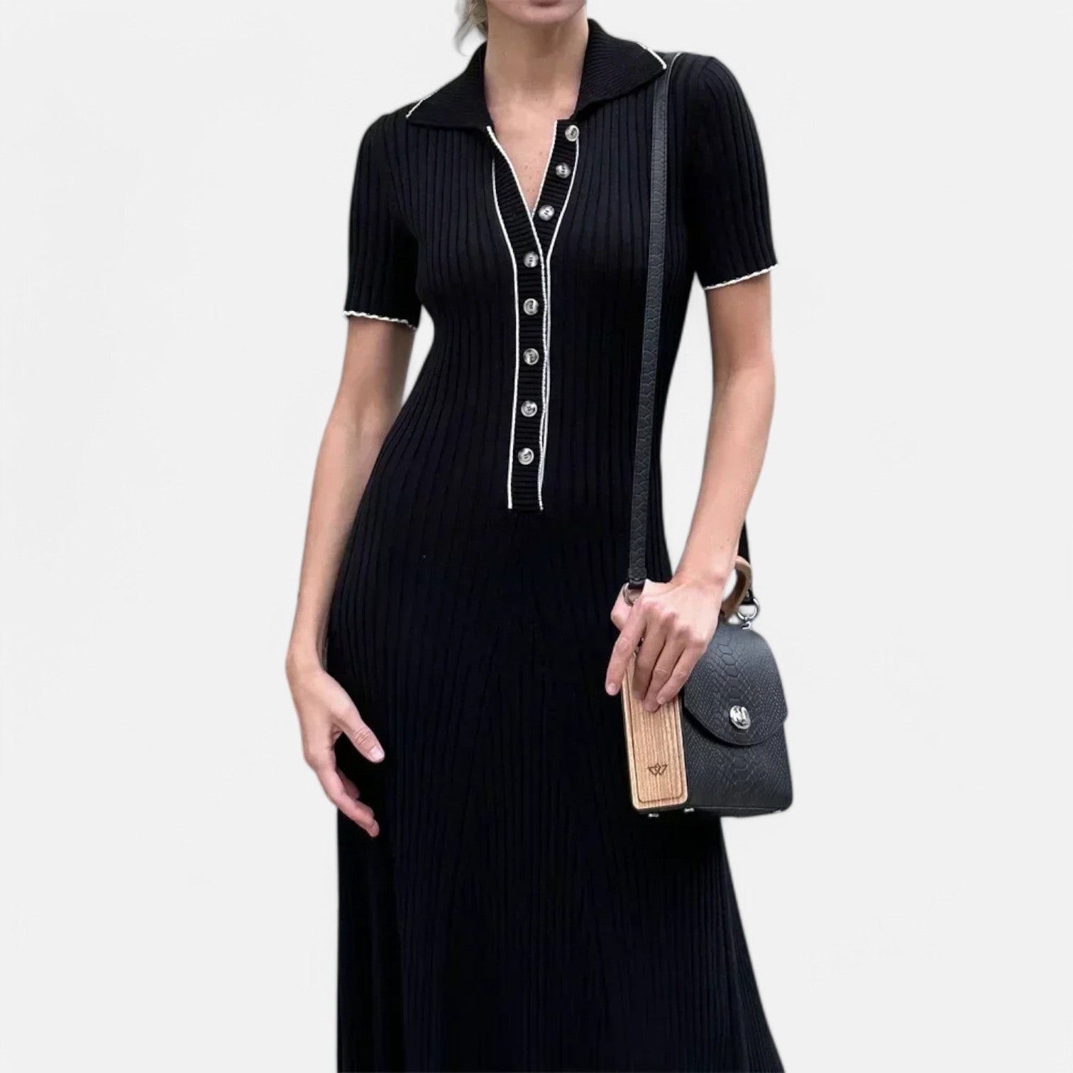 Laurel & Legacy | Women’S White Knit Maxi Dress Short Sleeve Elegant High Waist