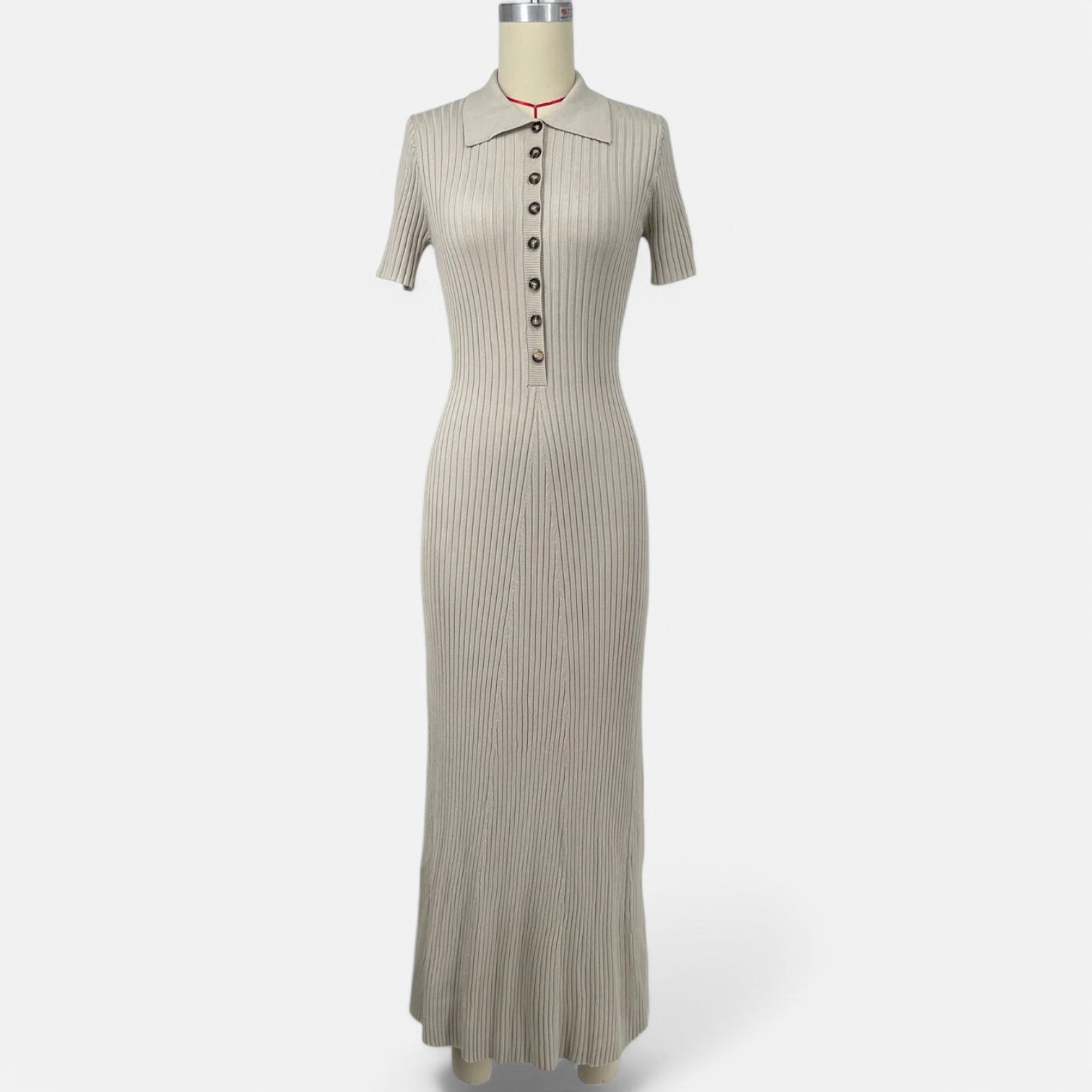 Laurel & Legacy | Women’S White Knit Maxi Dress Short Sleeve Elegant High Waist