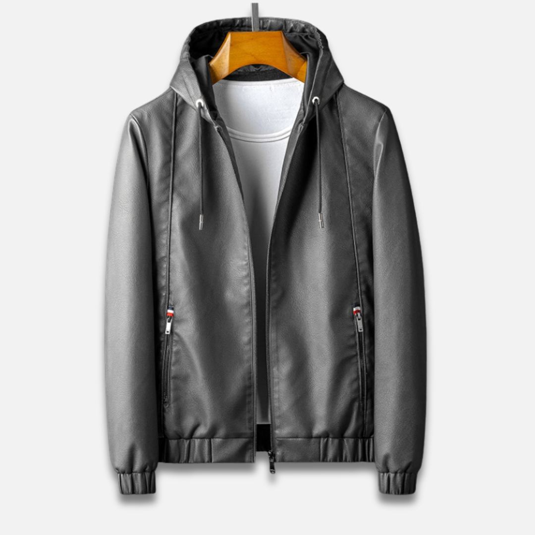 Men’s Hooded Leather Zip Jacket Laurel & Legacy