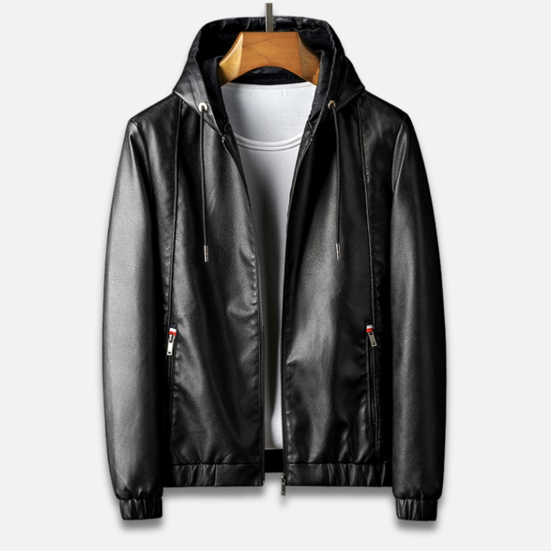 Men’s Hooded Leather Zip Jacket Laurel & Legacy