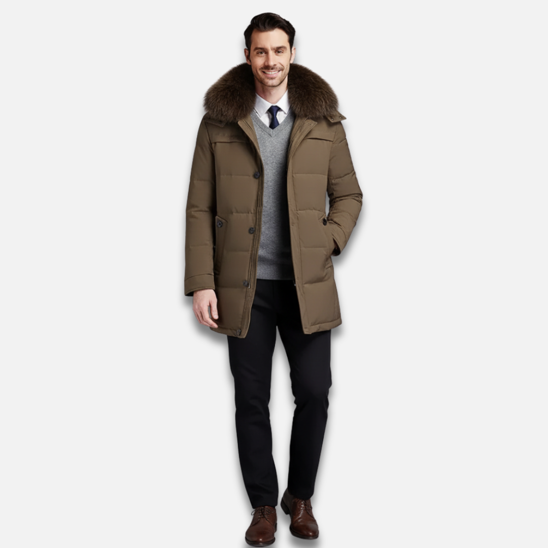 Men’s Long Fur Collar Down Coat Laurel & Legacy