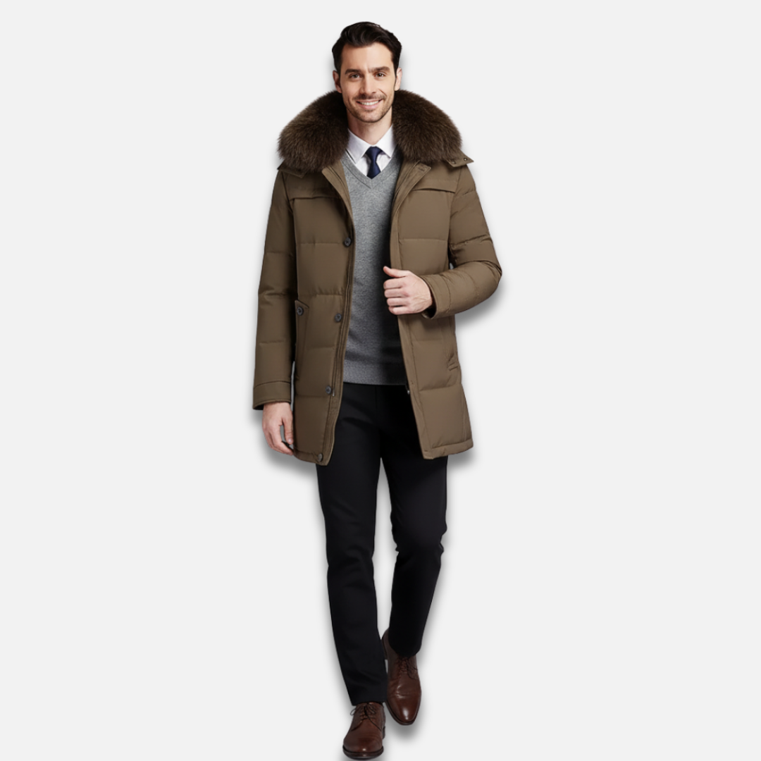 Men’s Long Fur Collar Down Coat Laurel & Legacy