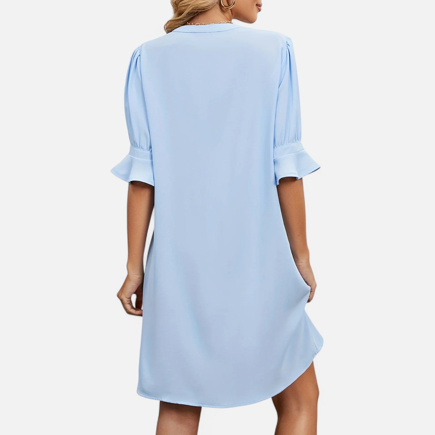 Laurel & Legacy | Summer V-Neck Pleated 3/4 Sleeve Loose Dress For Women