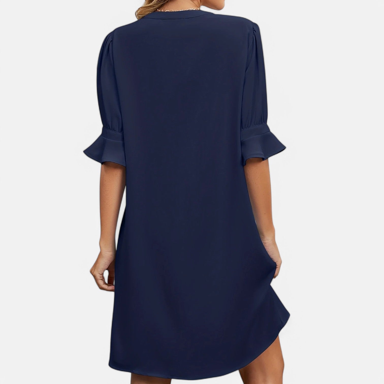 Laurel & Legacy | Summer V-Neck Pleated 3/4 Sleeve Loose Dress For Women
