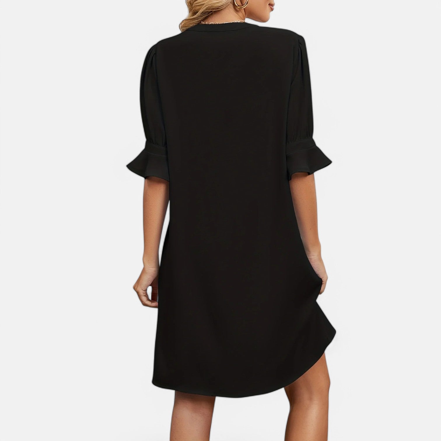 Laurel & Legacy | Summer V-Neck Pleated 3/4 Sleeve Loose Dress For Women