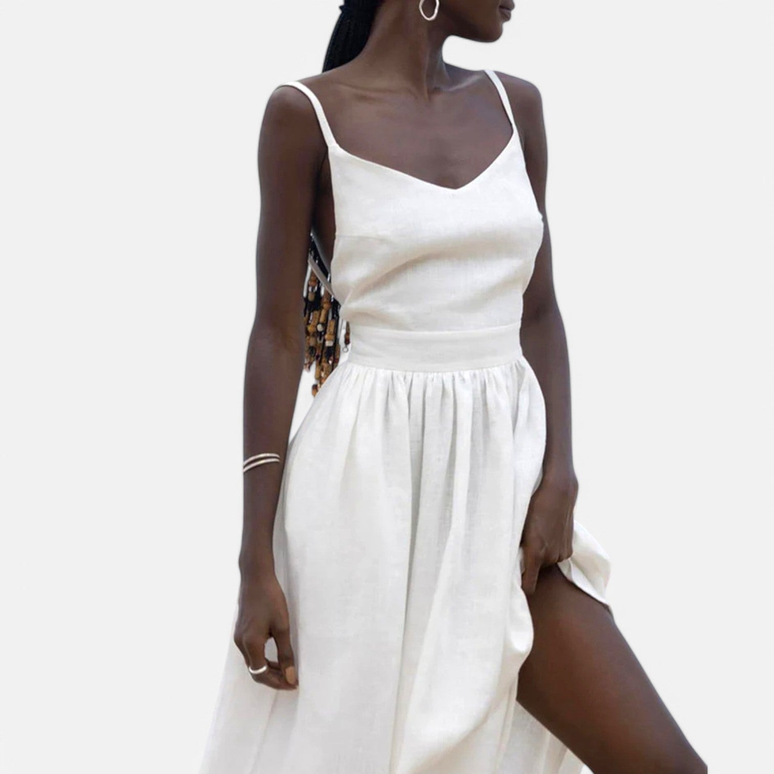 Laurel & Legacy | Women’S Elegant Green Maxi Dress V-Neck Backless Pleated Summer Style