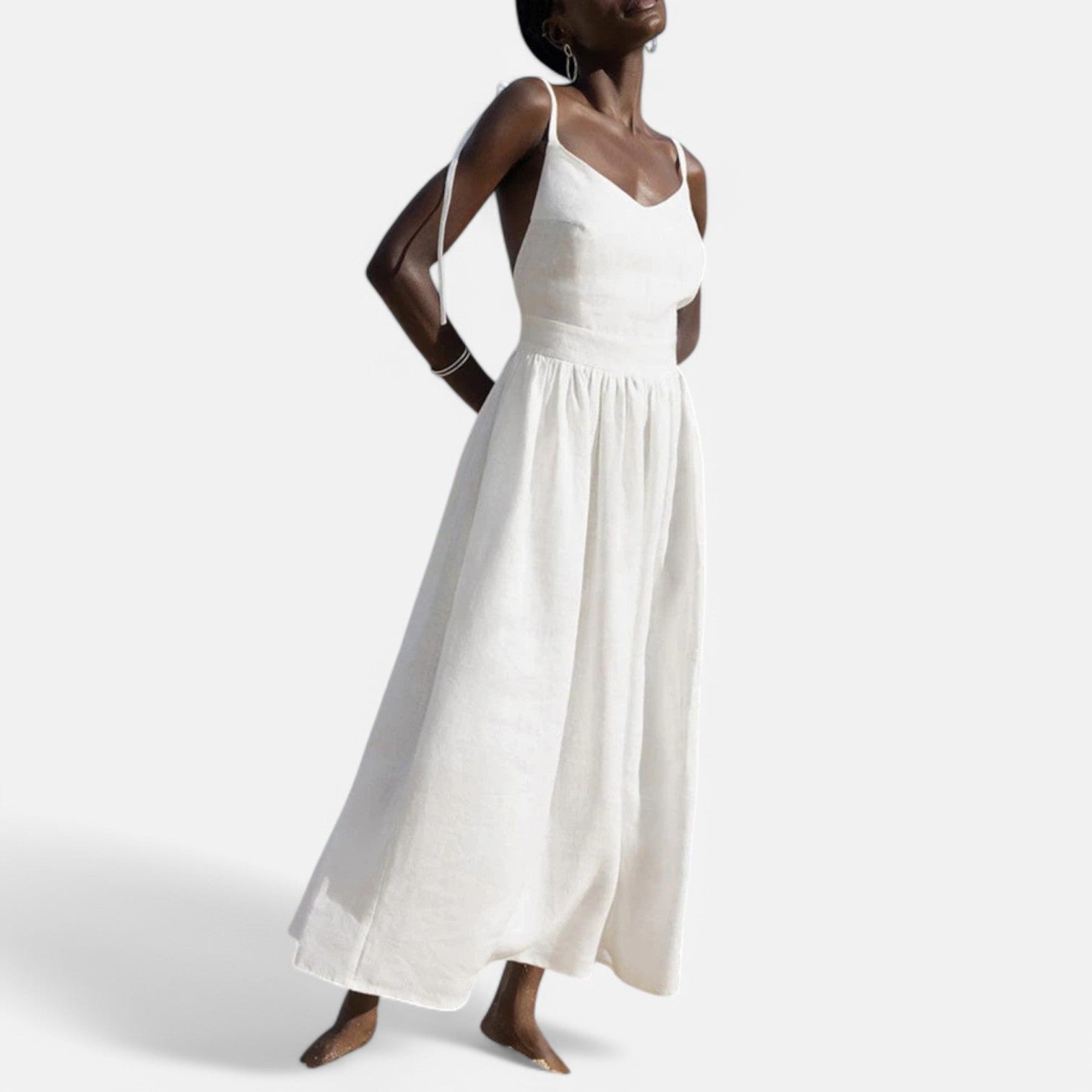 Laurel & Legacy | Women’S Elegant Green Maxi Dress V-Neck Backless Pleated Summer Style