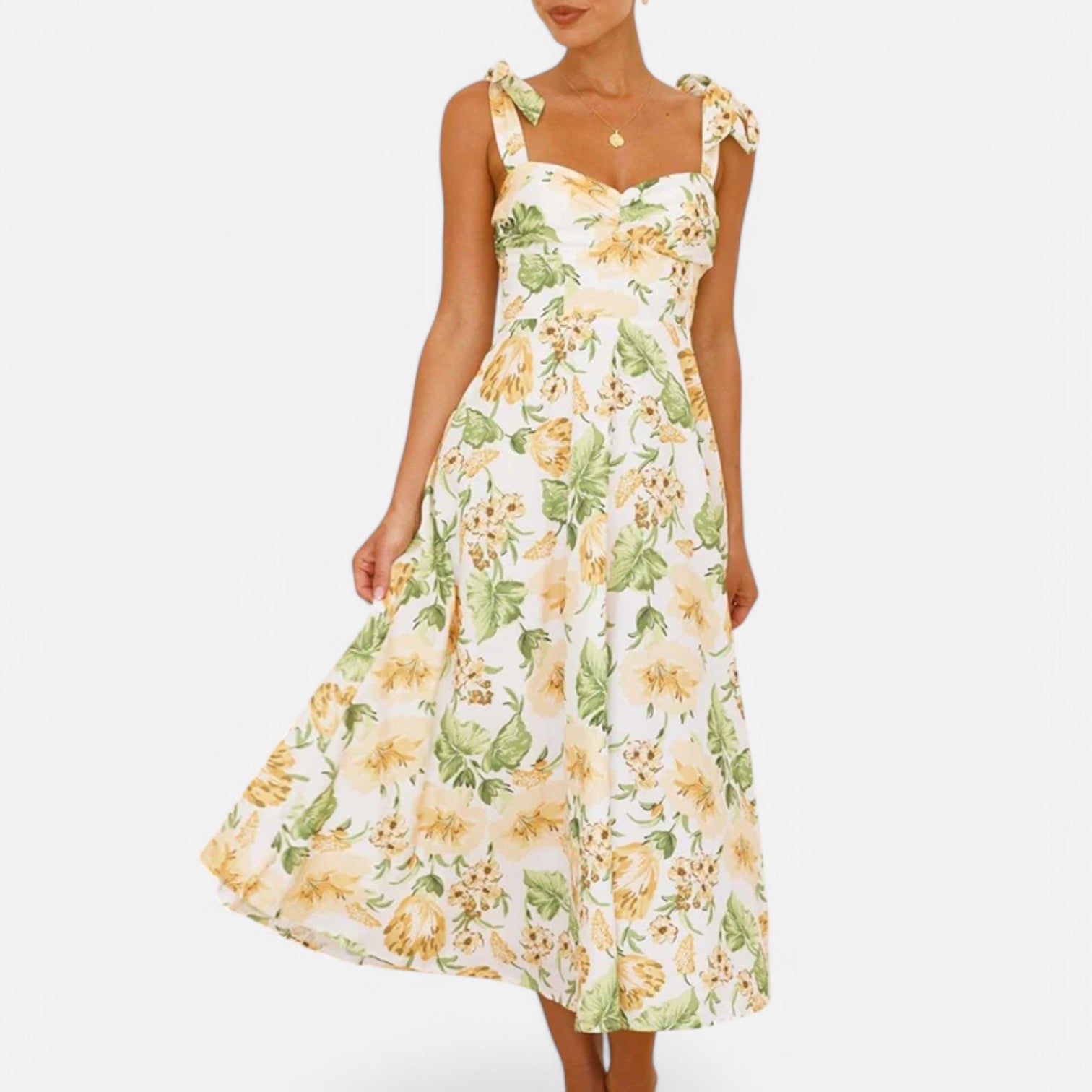 Laurel & Legacy | Women’S Floral Suspender Maxi Dress High Waist Pleated Beachwear