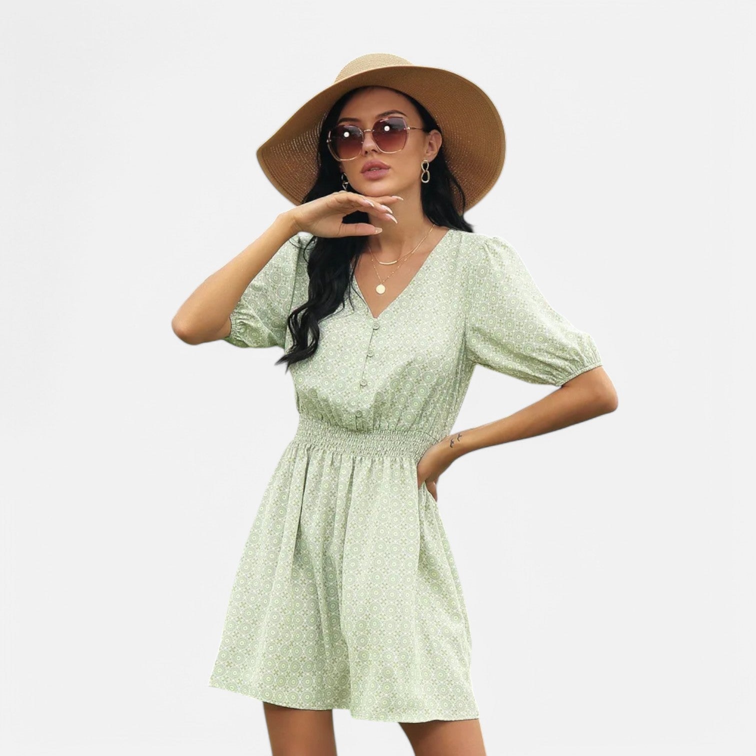 Laurel & Legacy | Women’S Summer V-Neck Ruffle Floral A-Line Dress
