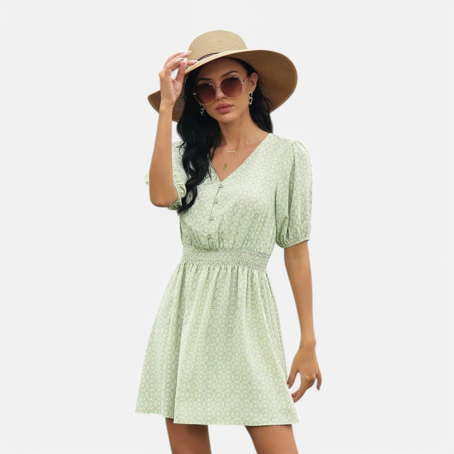 Laurel & Legacy | Women’S Summer V-Neck Ruffle Floral A-Line Dress