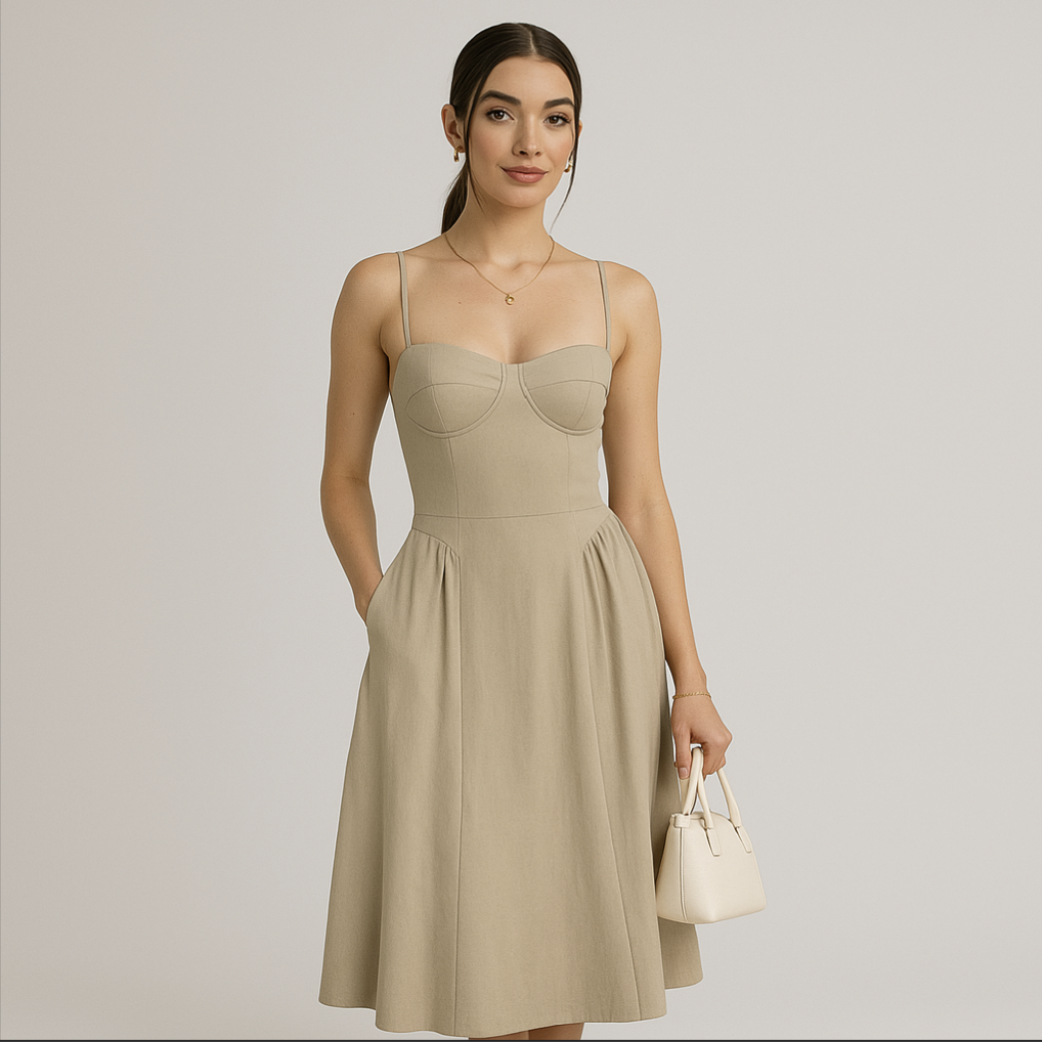Laurel & Legacy | Women's Elegant Spaghetti Strap A-Line Midi Dress